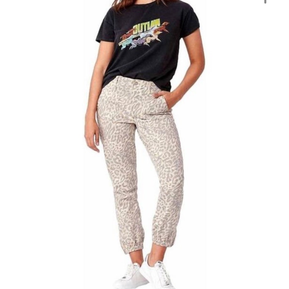 Paige Mayslie Jogger Neutral Leopard Animal Print Sz 29 Utility Cargo Pants